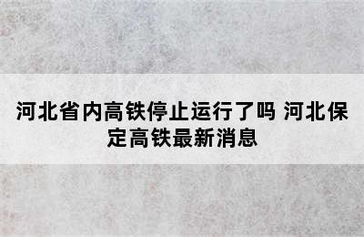 河北省内高铁停止运行了吗 河北保定高铁最新消息